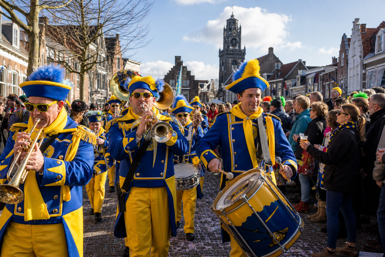 Dweilorkest De Musquitos tijdens een optreden in Meppel